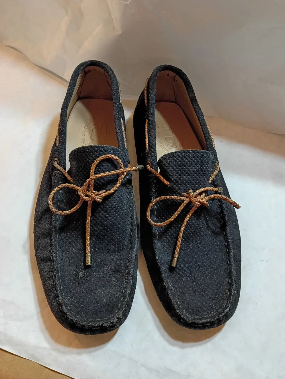 TOD'S Iconic GOMMINO MENS SUEDE DRIVING Distressed SHOES UK 7 Us 8